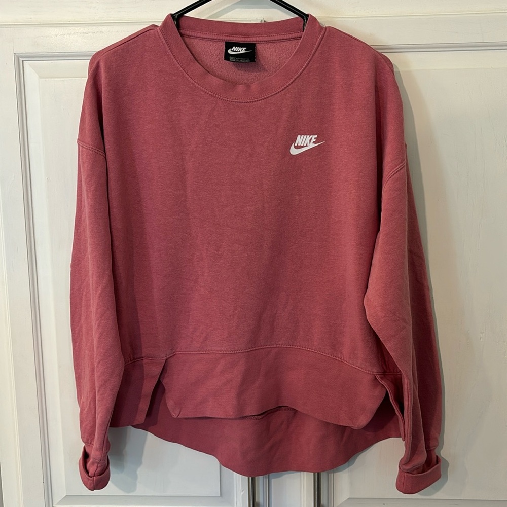 Nike Club Fleece Crew Pullover Sweatshirt Rose Pink Oversized Women’s XS